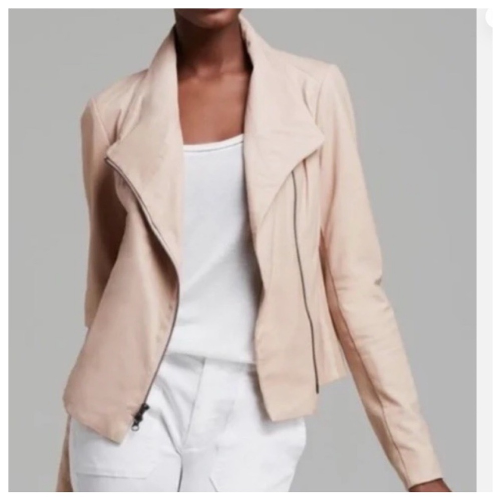 Vince Leather Scuba Jacket In Blush